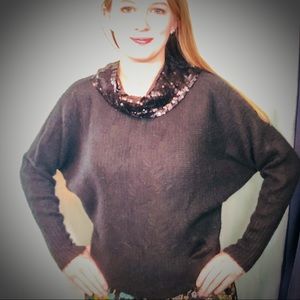 Charlotte Russe dolman L sequin cowl neck sweater